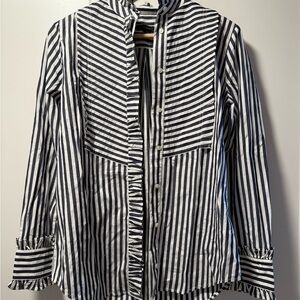 J. Crew Navy and White Striped Blouse